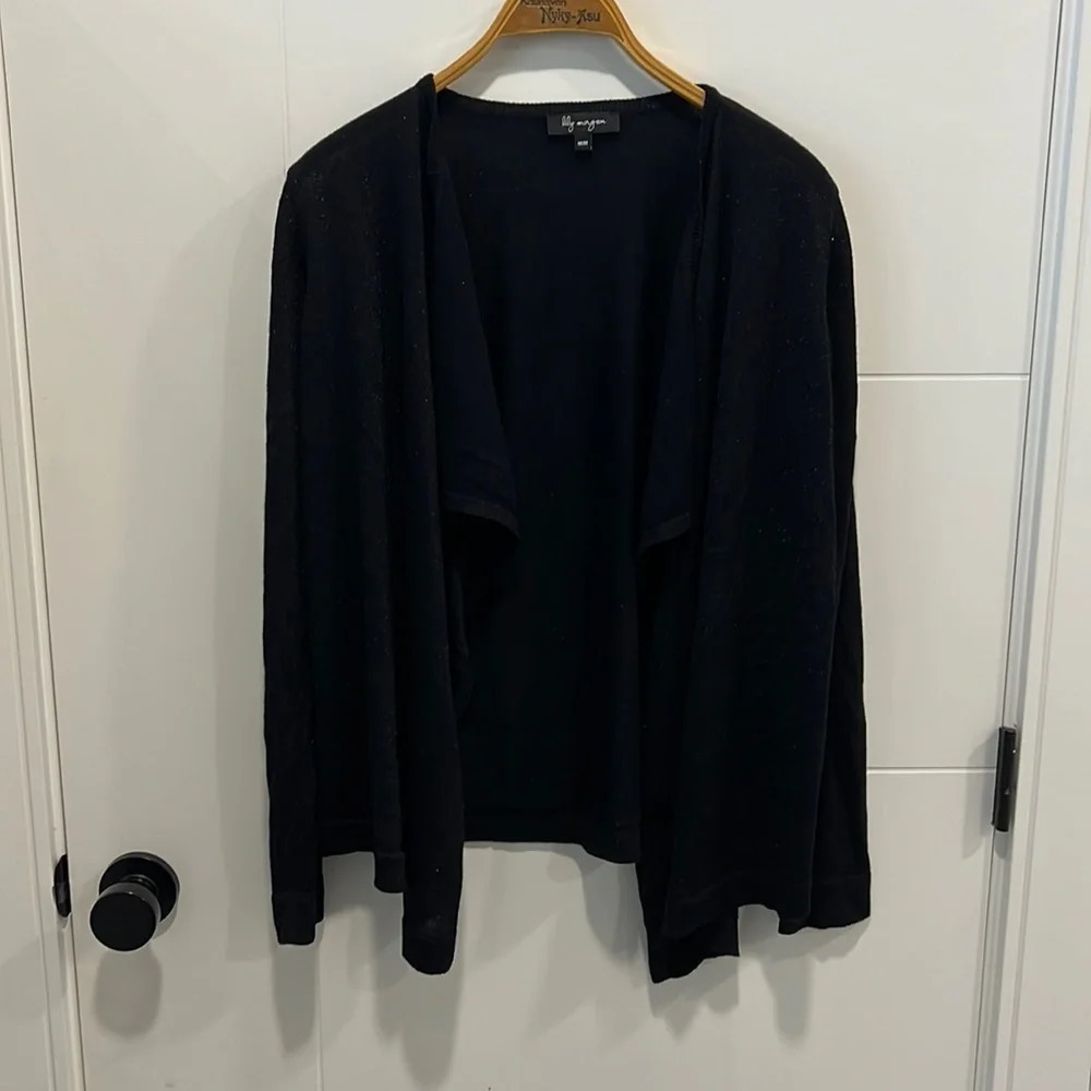 Lily Morgan black sparkly  cardigan size medium